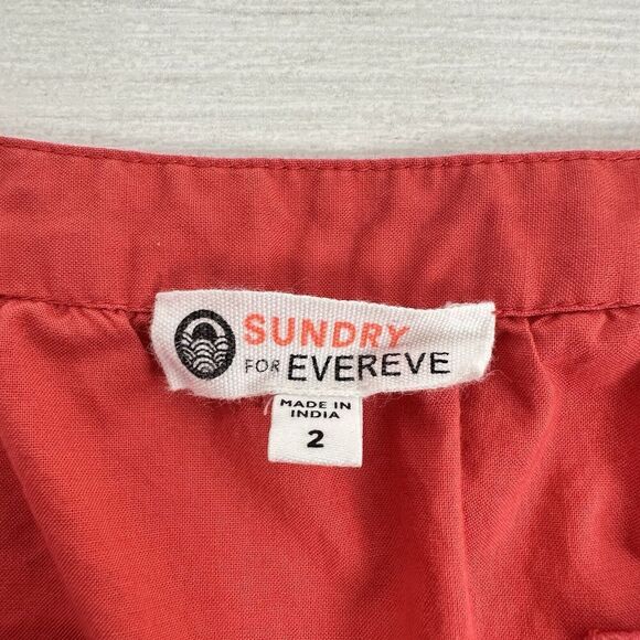 EVEREVE Sundry The Anywhere Babydoll Dress M Red Tiered Balloon Sleeves Cottage - Picture 9 of 16